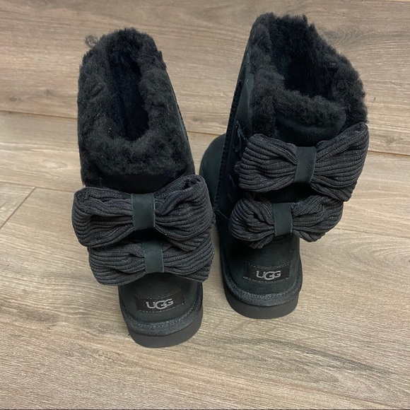 UGG | Bailey Corduroy Bow Boots Black Size 6 NEW - Picture 10 of 16